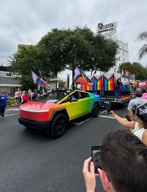 Rainbow Cybertruck Pride Parade