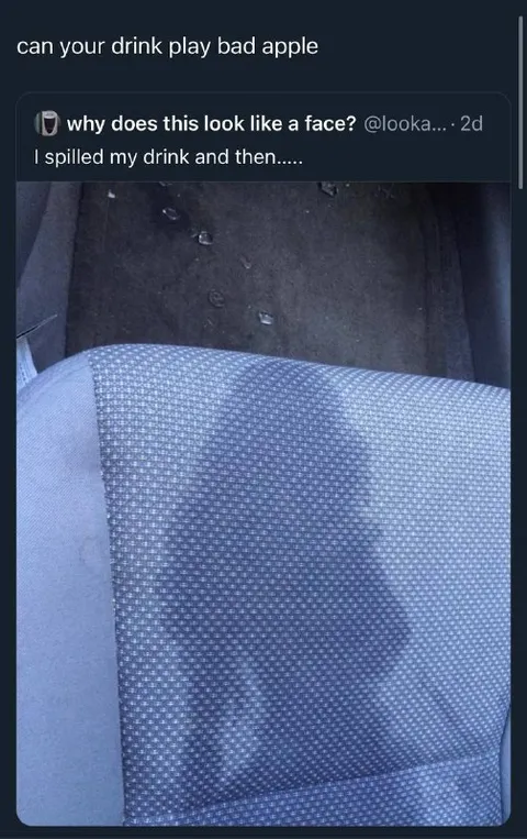 Spilled Drink Looks Like a Face