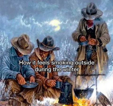 Smoking Outside in Winter