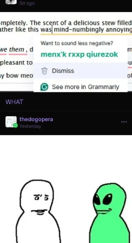 Grammarly Suggests Alien Language