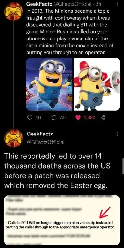 Minions 911 Easter Egg Hoax