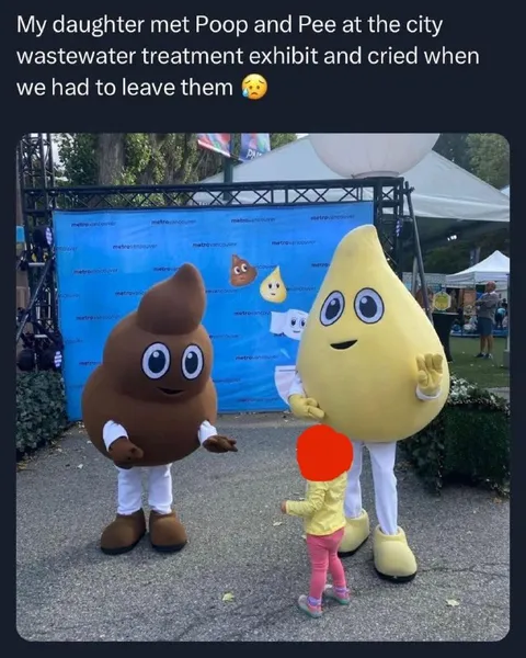 Poop and Pee Mascots Meet a Child