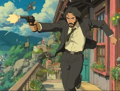 Джон Уик в стиле Ghibli