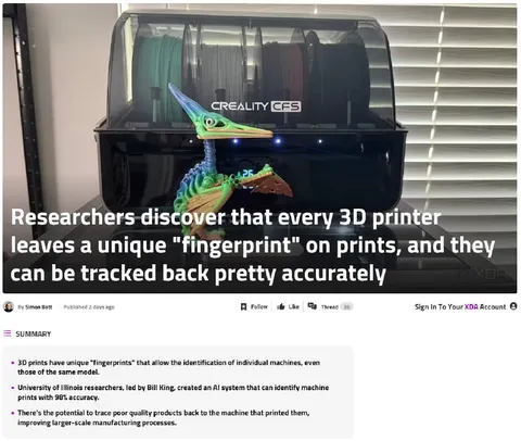 Every 3D Printer Has a Fingerprint