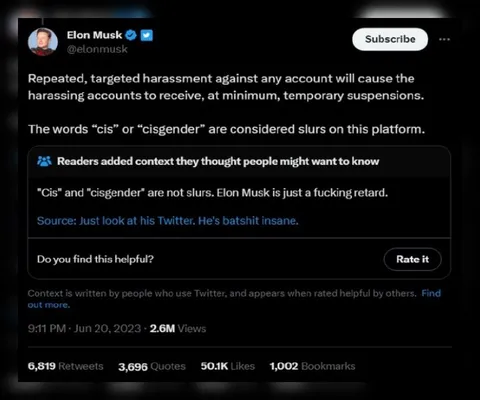 Elon Musk Calls Cis a Slur