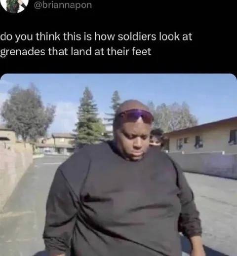 Soldier Sees a Grenade