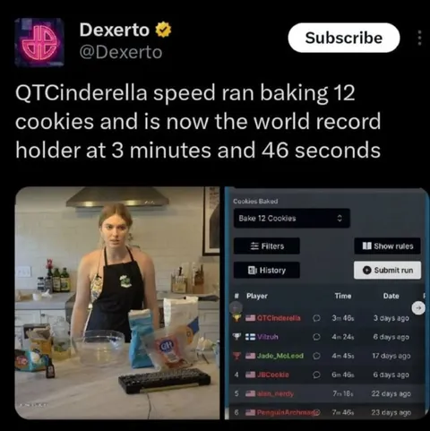 QTCinderella Cookie Speedrun Record