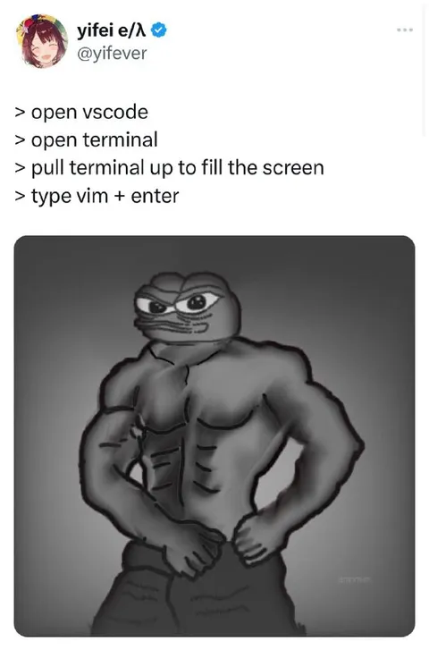 Muscular Pepe Opens Vim