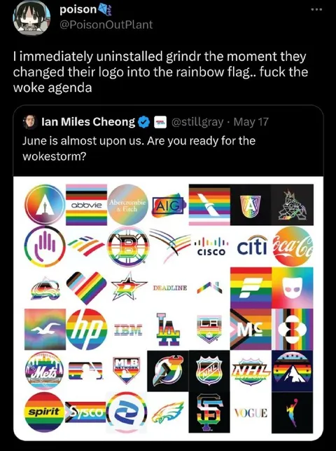Uninstalls Grindr Over Rainbow Logos