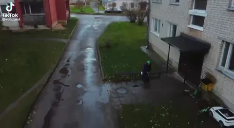 Бабушка прогоняет дрон