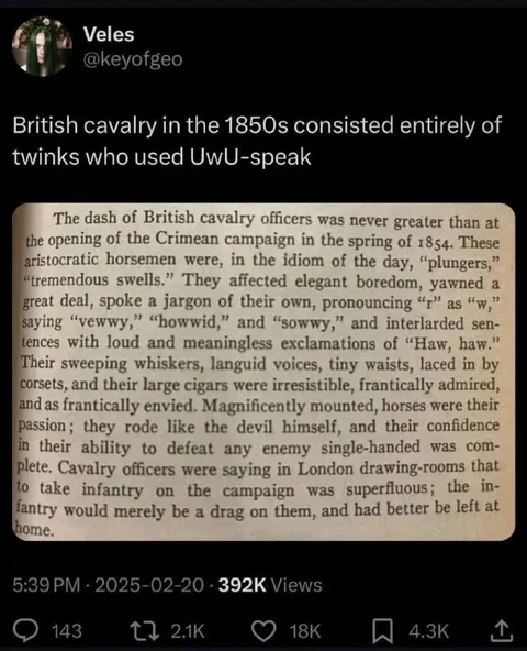 British Cavalry UwU-Speaking Twinks