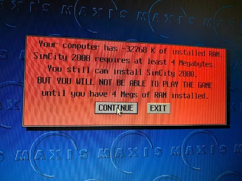SimCity 2000 Has Negative RAM