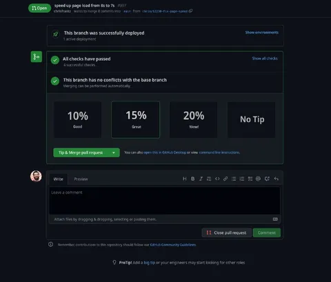 GitHub Pull Request Tip Screen
