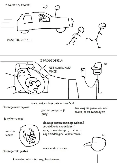 Panisko jedzie chodnikiem