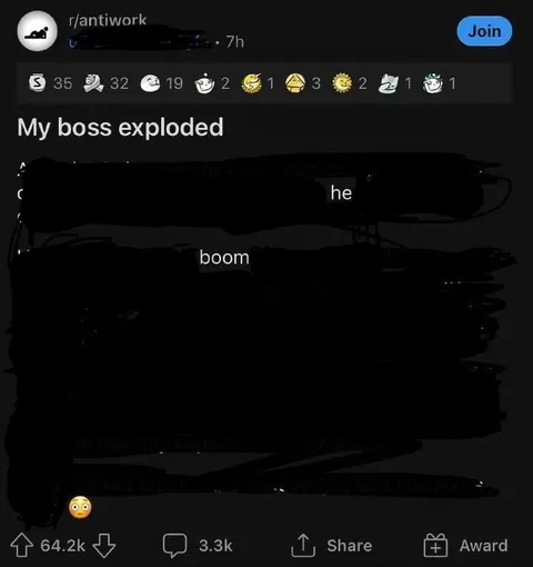 My Boss Exploded Boom