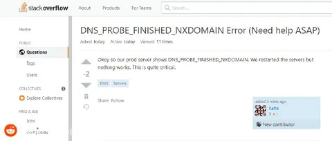 DNS_PROBE_FINISHED_NXDOMAIN Error