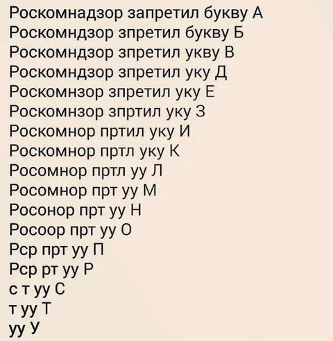 Роскомнадзор запретил все буквы
