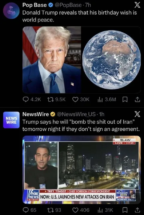 Trump's World Peace Birthday Wish