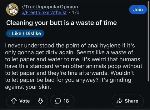 Cleaning Your Butt Is a Waste of Time