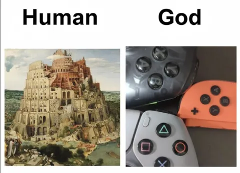 Human vs God Button Design