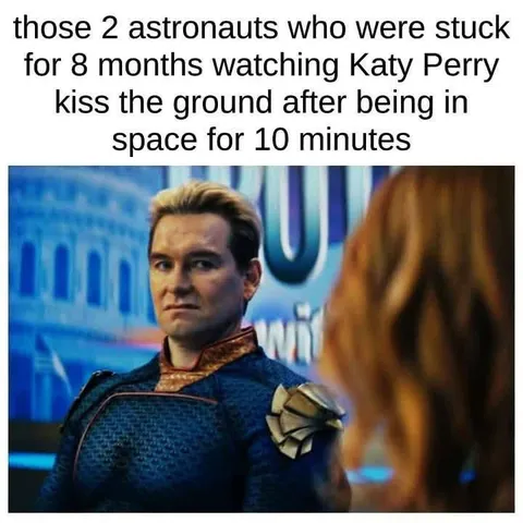 Astronauts Watching Katy Perry Kiss Ground