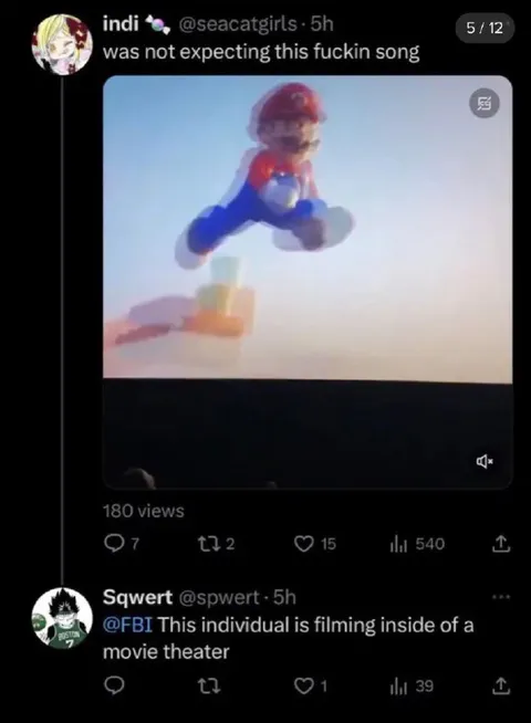 Mario Unexpected Song Reaction