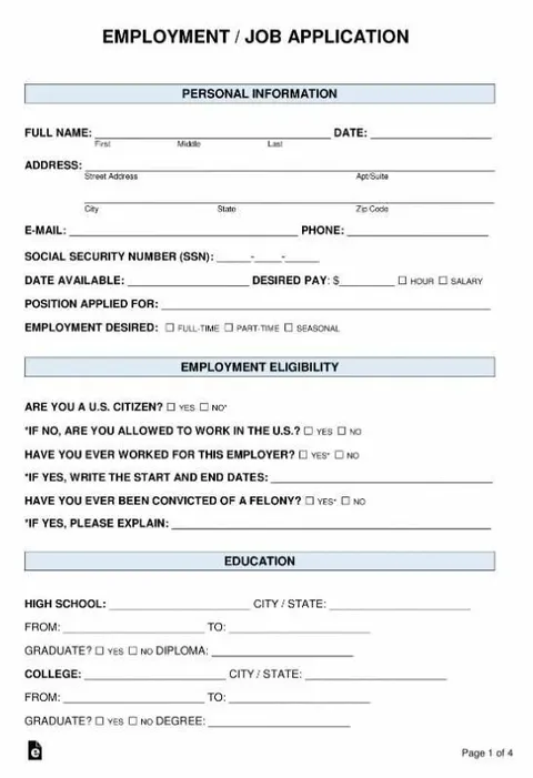 Employment Job Application Form