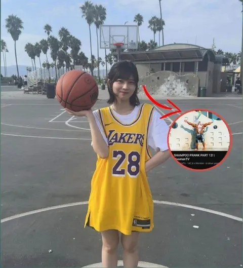 Girl Holding Basketball and Shampoo Prank