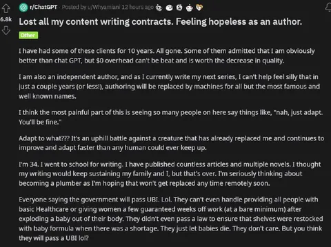 Lost Writing Contracts to ChatGPT
