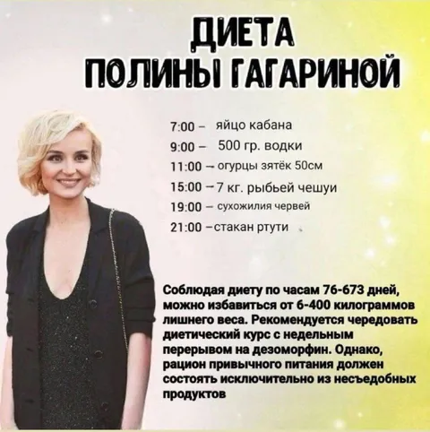 Диета Полины Гагариной