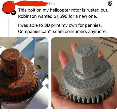 3D Printed Helicopter Rotor Bolt