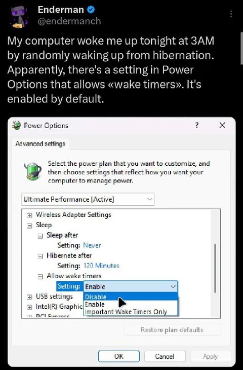 Computer Wakes Up at 3 AM