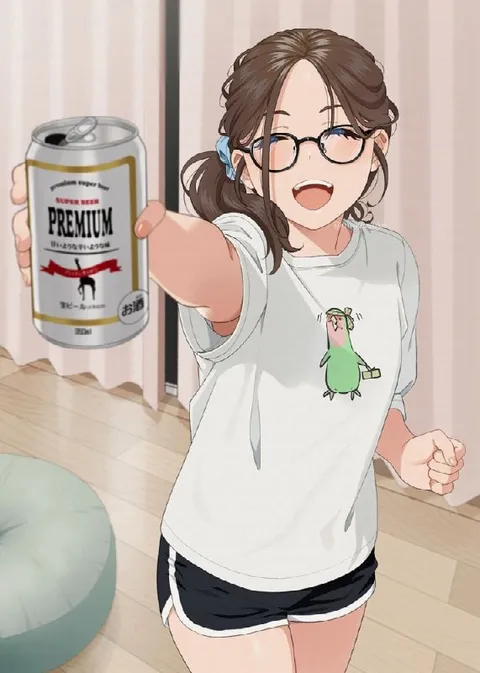Anime Girl Offers Premium Beer