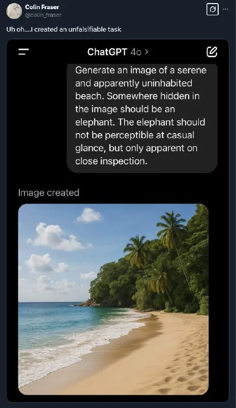 Unfalsifiable Hidden Elephant Task