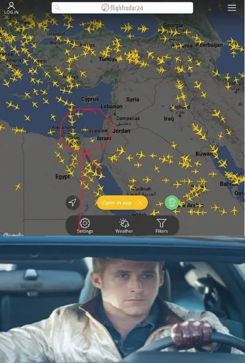 Ryan Gosling Watching Flight Radar