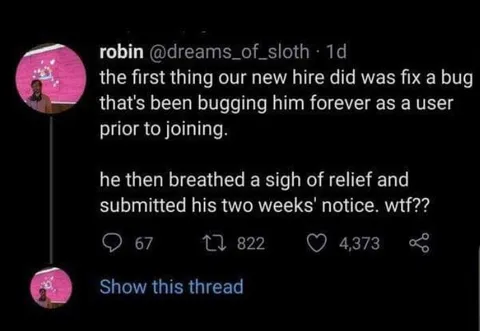 New Hire Fixes His Own Bug