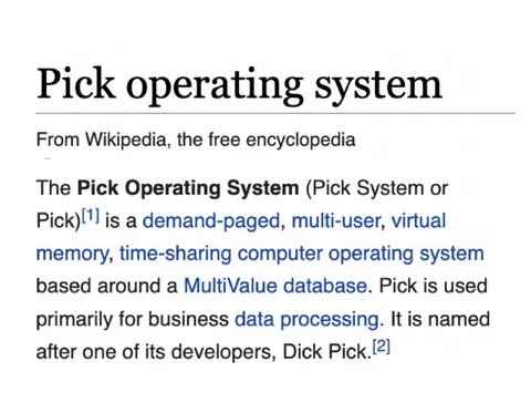 Pick Operating System Dick Pick Joke