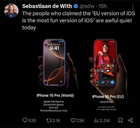 EU iPhone 16 Pro Has No Features