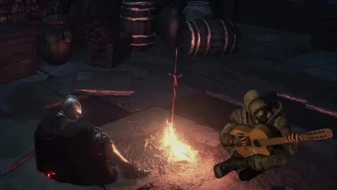 Гитарист у костра в Dark Souls
