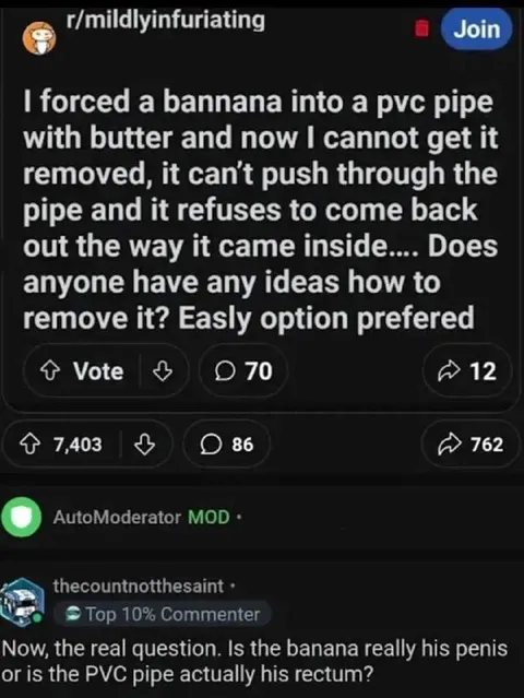 Banana Stuck in PVC Pipe