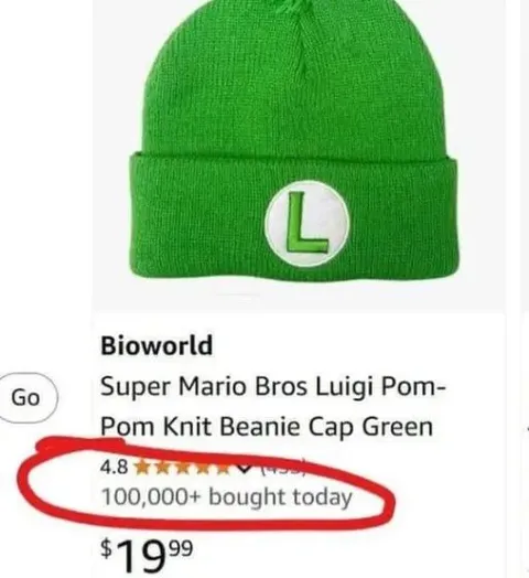Luigi Hat Bought 100,000 Times