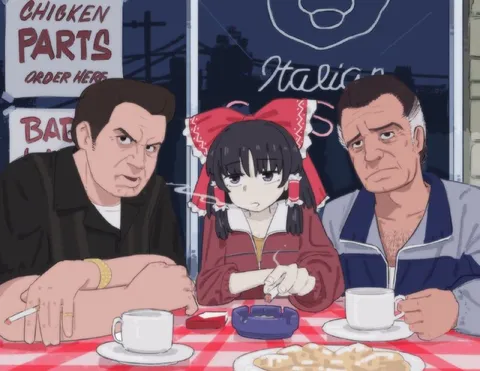 Anime Girl at an Italian Diner
