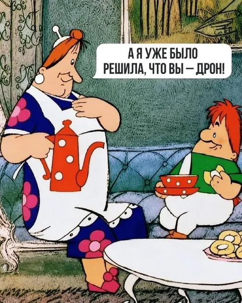 Фрекен Бок принимает Малыша за дрона