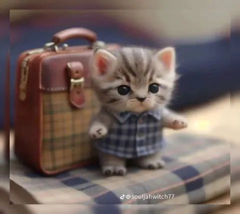 Крошечный котёнок с чемоданом