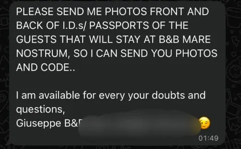 Suspicious B&B Passport Request