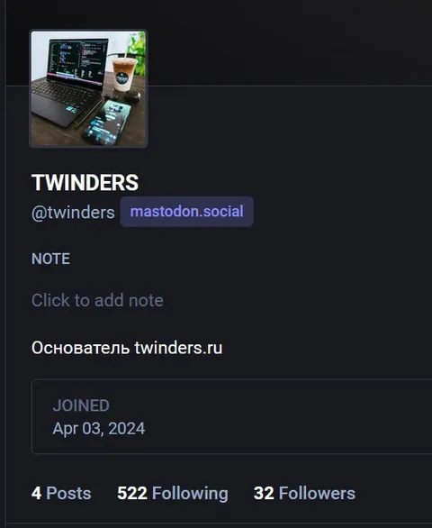 Профиль основателя Twinders