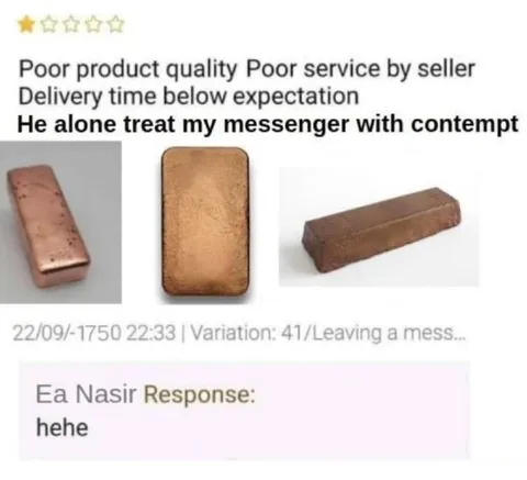 One-Star Review for a Copper Bar