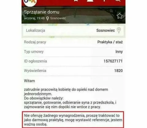 Darmowa praktyka jako gospodyni