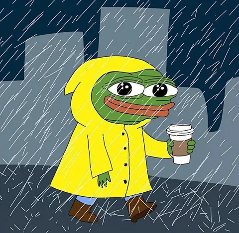 Пепе под дождём с кофе