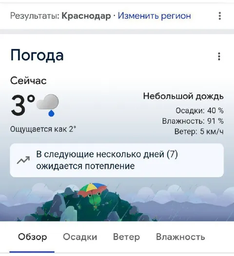 Потепление через семь дней